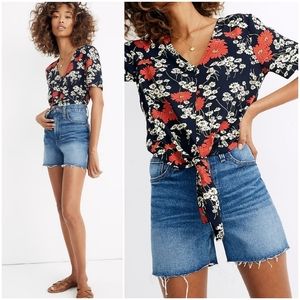 Madewell Perfect Jean Short High Waist Raw Hem in Ullman Wash size 26